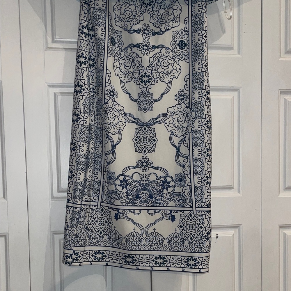 Blue and White Off-Shoulder Dress- Medium - Picture 5 of 6